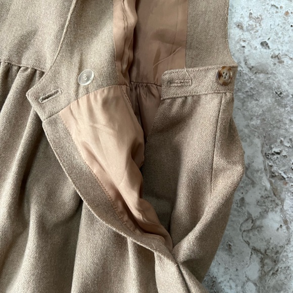J.G. Hook Vintage Wool Pleated Apron Jumper Midi Dress in Tan / Light Brown, 10P - Picture 6 of 12